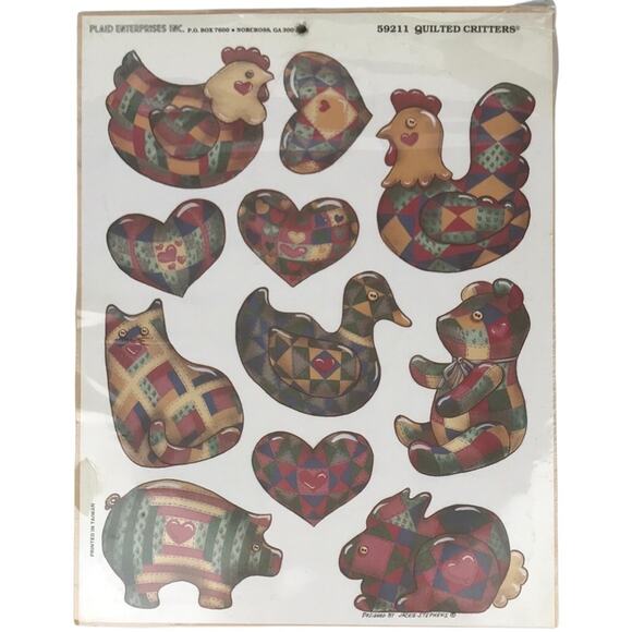 NOS Apple Bits Cut & Paste Wood Cutouts Quilted Critters 11 Christmas Ornaments - Picture 1 of 8
